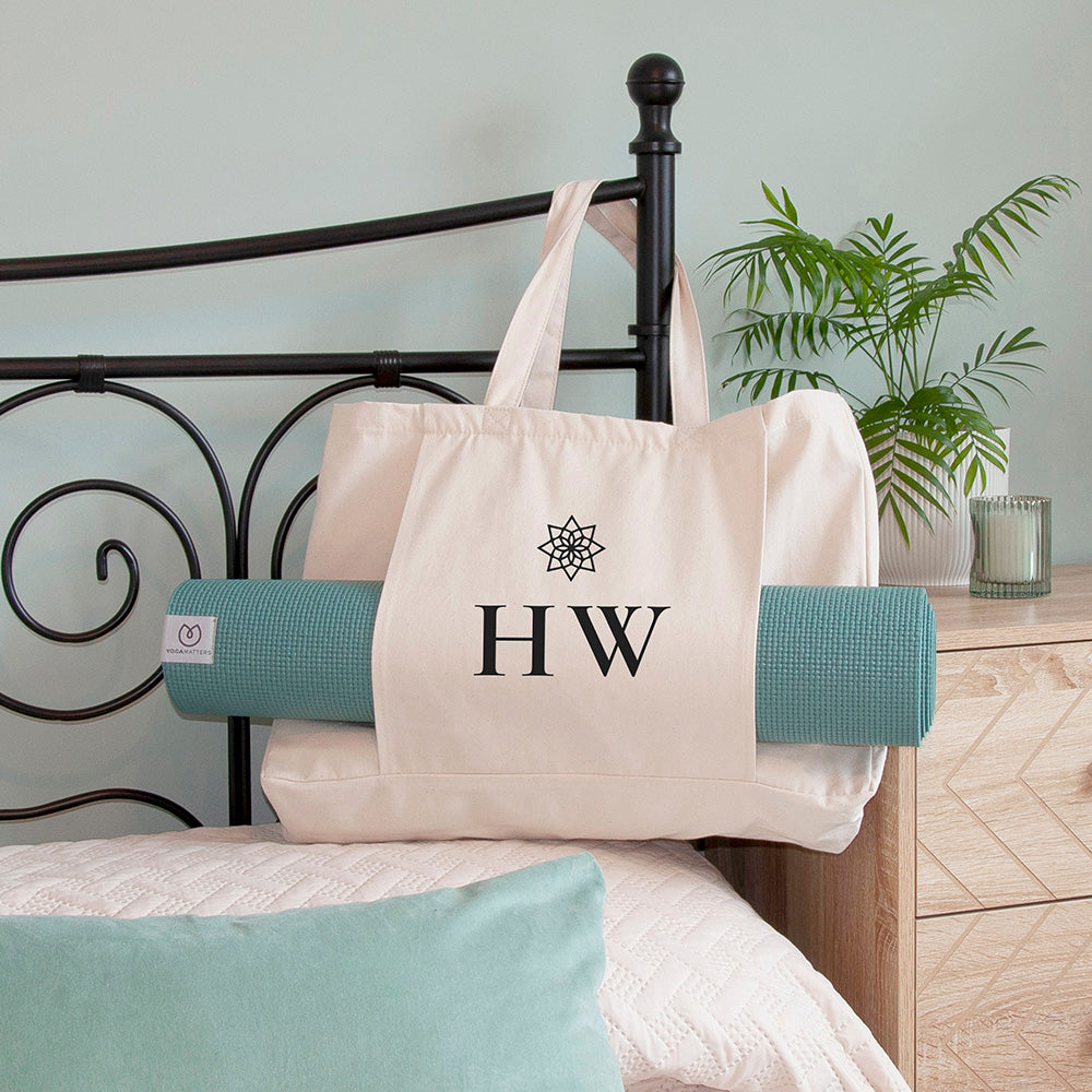 Monogrammed Organic Yoga Tote Bag | Personalised Eco Gym Bag