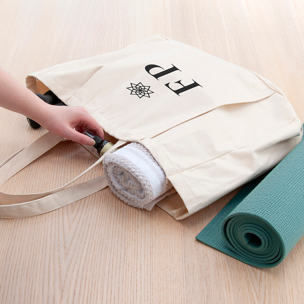 Monogrammed Organic Yoga Tote Bag | Personalised Eco Gym Bag