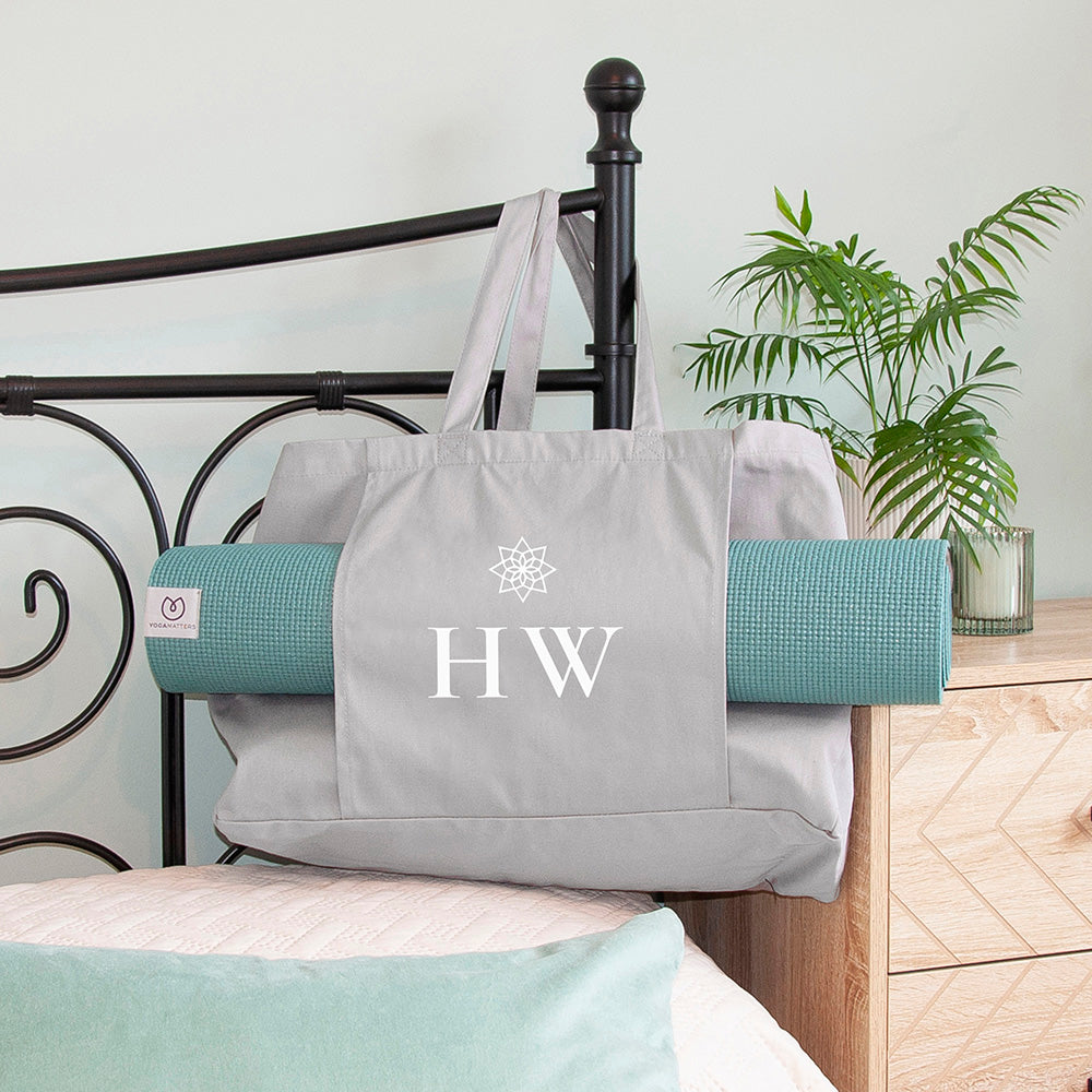 Monogrammed Organic Yoga Tote Bag | Personalised Eco Gym Bag