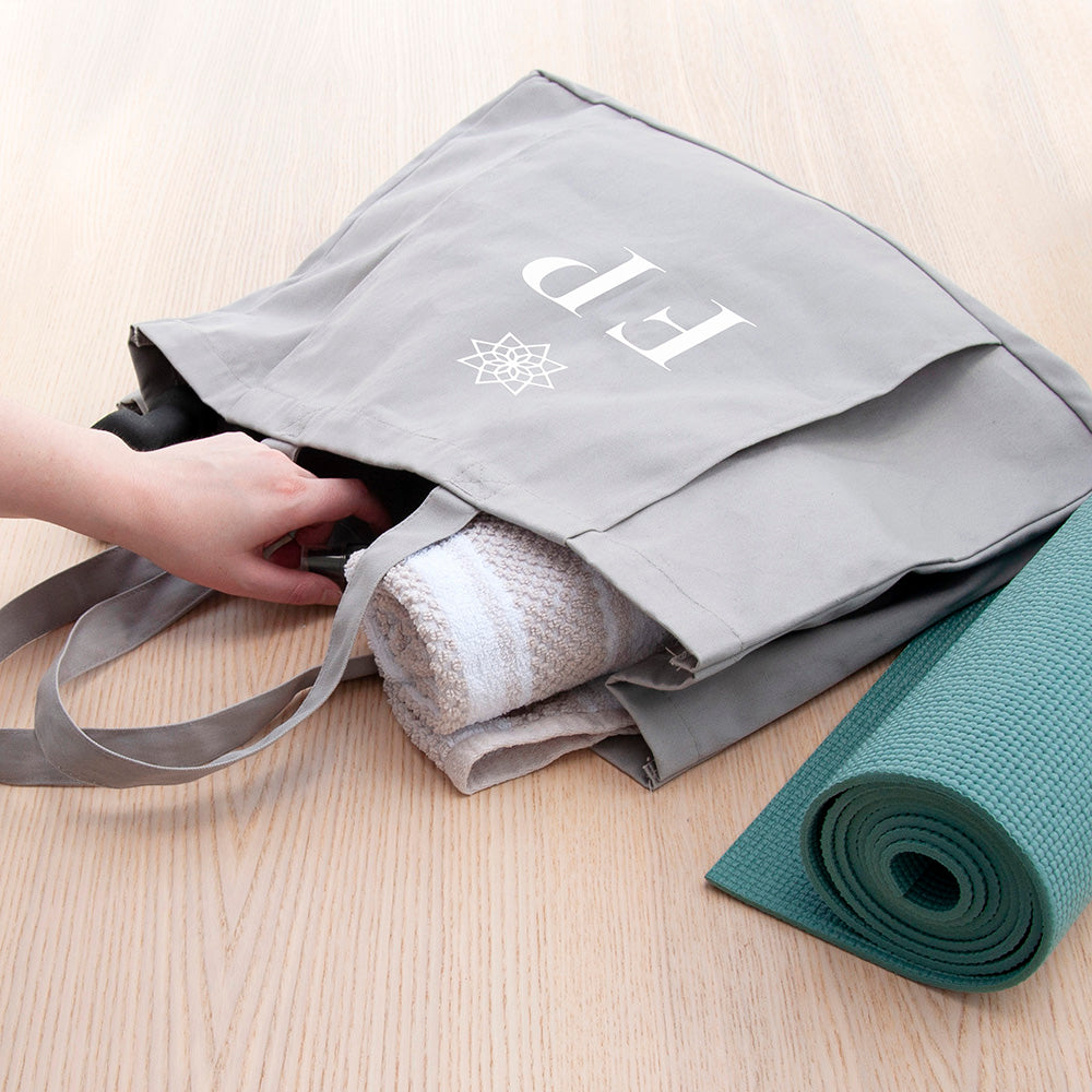 Monogrammed Organic Yoga Tote Bag | Personalised Eco Gym Bag