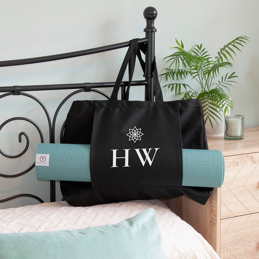 Monogrammed Organic Yoga Tote Bag | Personalised Eco Gym Bag