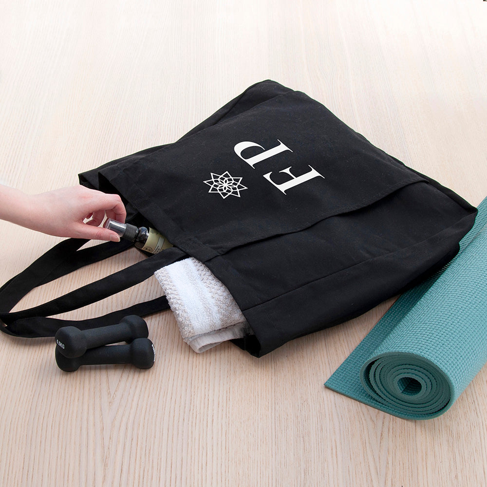 Monogrammed Organic Yoga Tote Bag | Personalised Eco Gym Bag
