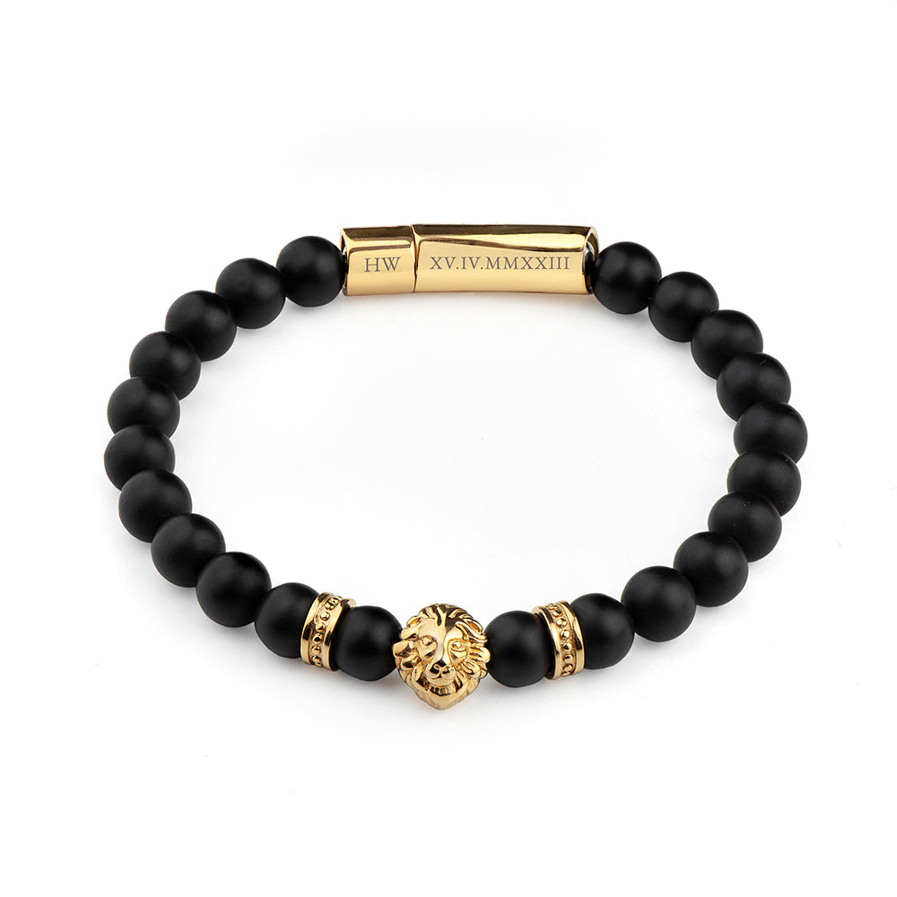 Personalised Mens Golden Lion Bracelet