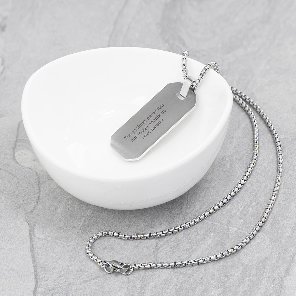 Personalised Silver Men's Dog Tag Necklace | Wonder Gifts Custom Engraved Gift