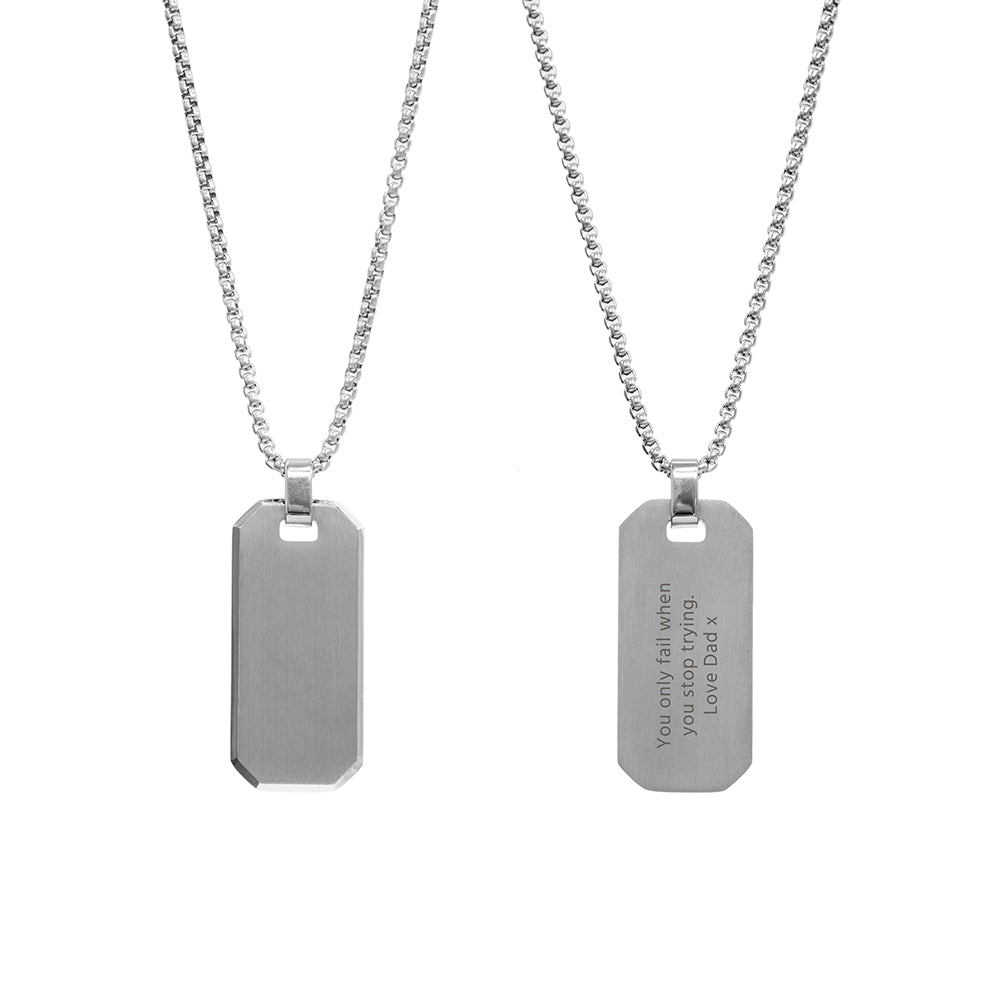 Personalised Silver Men's Dog Tag Necklace | Wonder Gifts Custom Engraved Gift