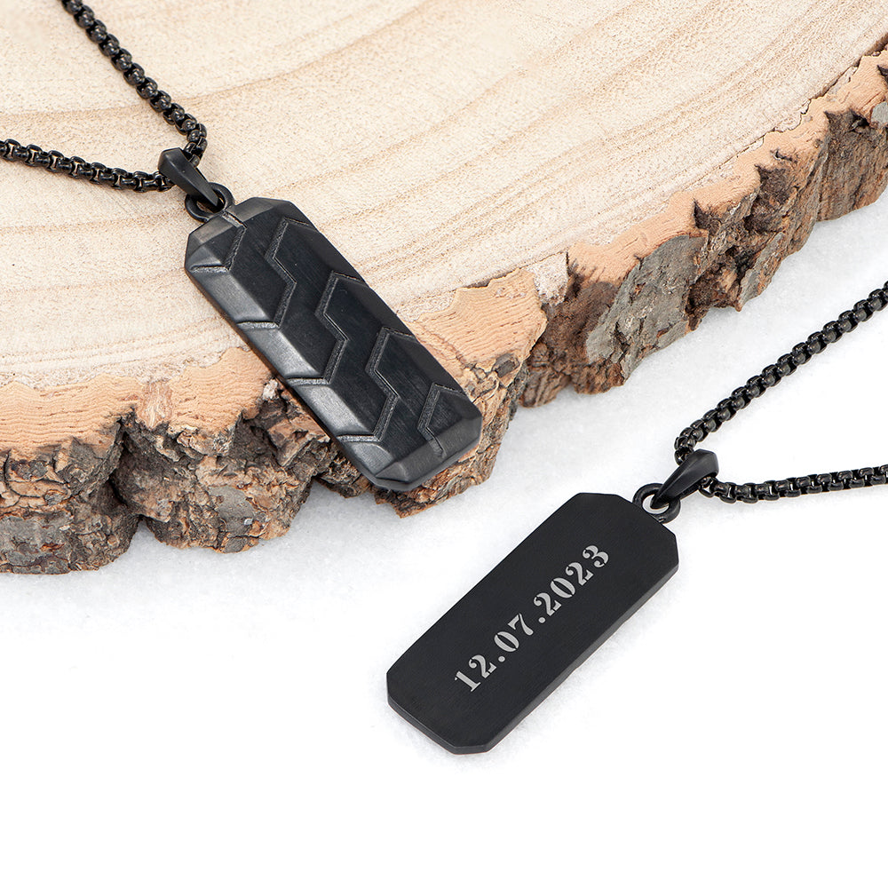 Personalised Men's Black Steel Dog Tag Necklace