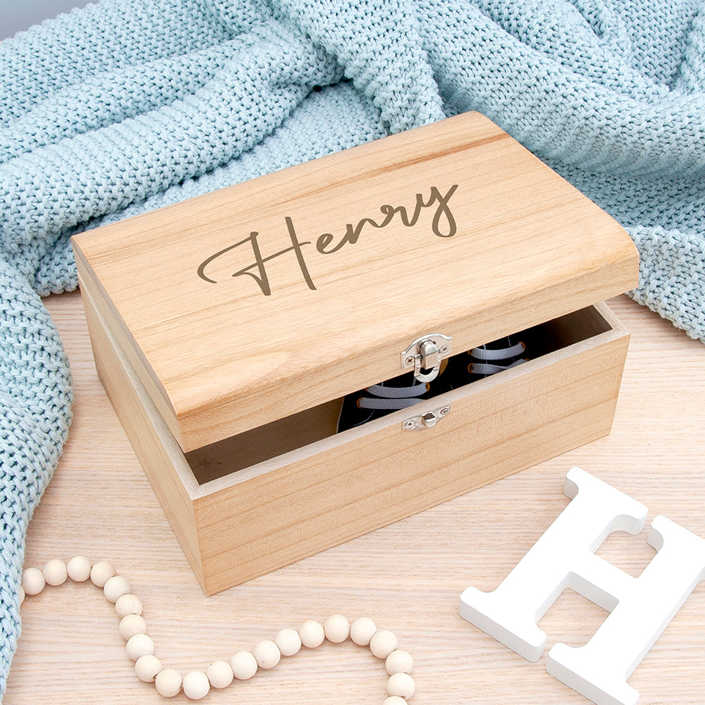 Personalised Engraved Name Keepsake Chest | Custom Memory Box Gift
