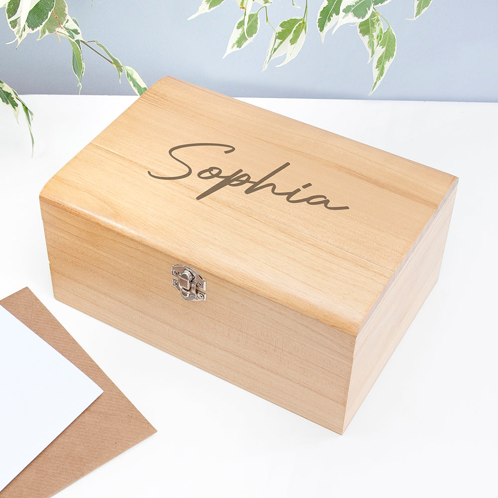Personalised Engraved Name Keepsake Chest | Custom Memory Box Gift