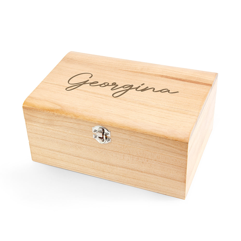 Personalised Engraved Name Keepsake Chest | Custom Memory Box Gift