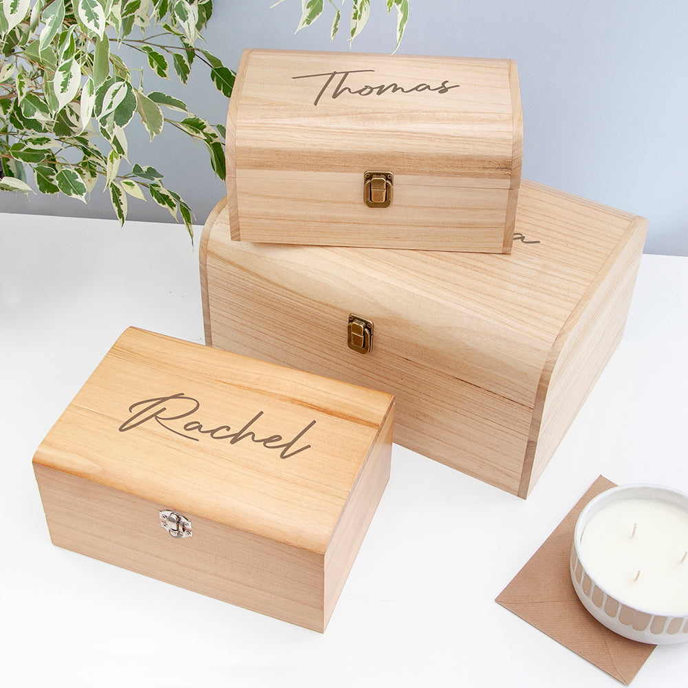 Personalised Engraved Name Keepsake Chest | Custom Memory Box Gift