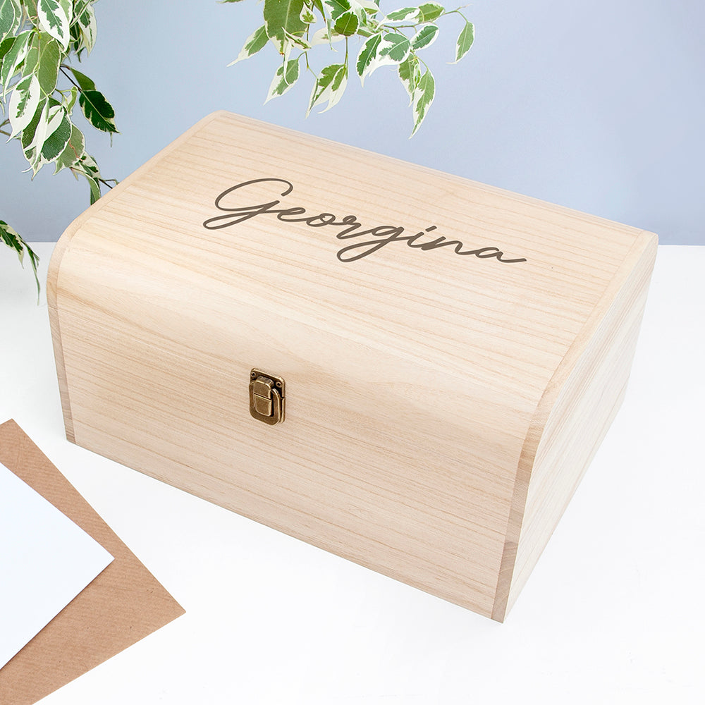 Personalised Engraved Name Keepsake Chest | Custom Memory Box Gift