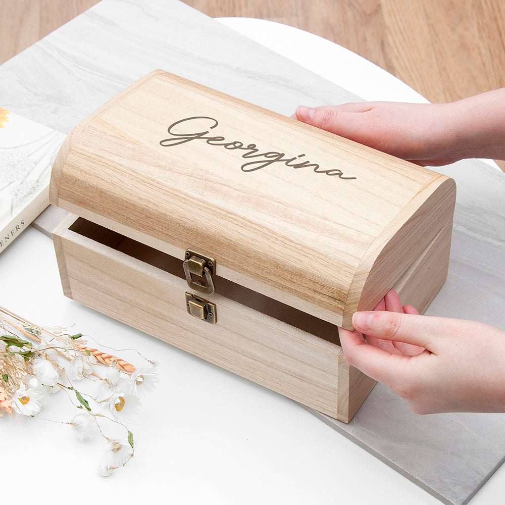 Personalised Engraved Name Keepsake Chest | Custom Memory Box Gift