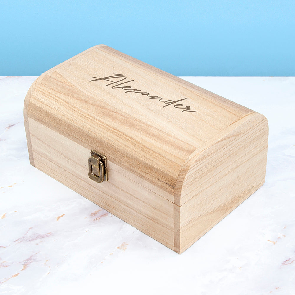 Personalised Engraved Name Keepsake Chest | Custom Memory Box Gift
