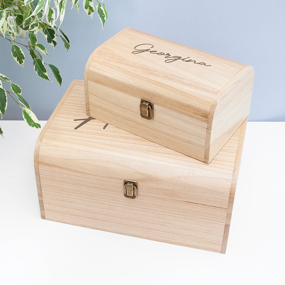 Personalised Engraved Name Keepsake Chest | Custom Memory Box Gift