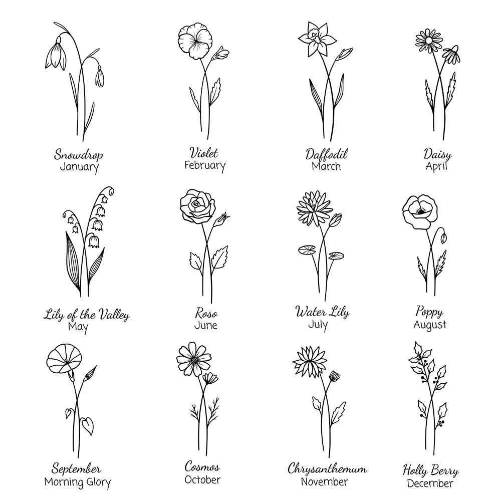 Personalised Birth Flower Heart and Disc Necklace