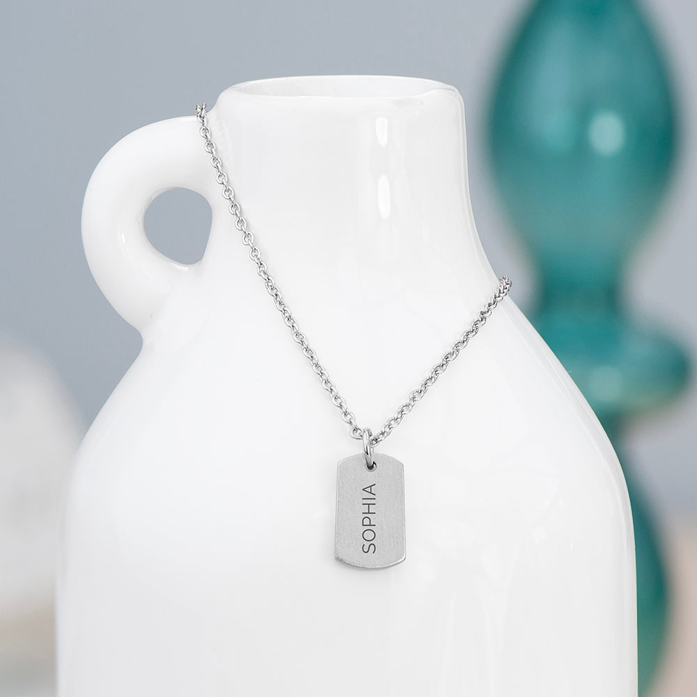 Personalised Silver Name Tag Necklace