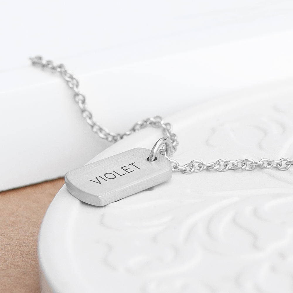 Personalised Silver Name Tag Necklace