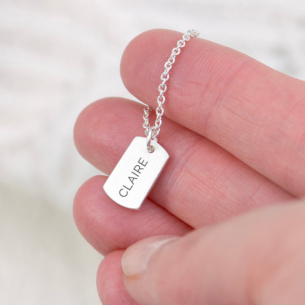 Personalised Silver Name Tag Necklace