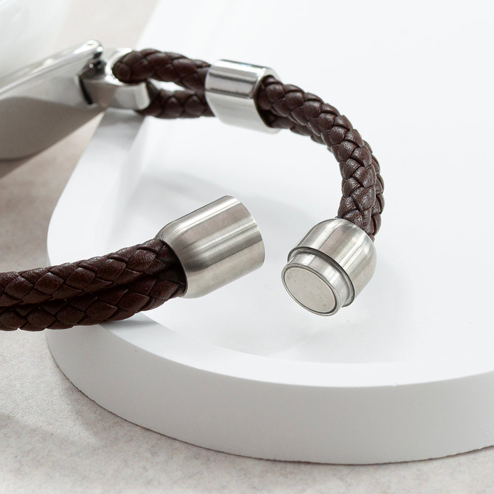 Personalised Men's Leather ID Bracelet – Custom Engraved Gift for Him | Wonder Gifts