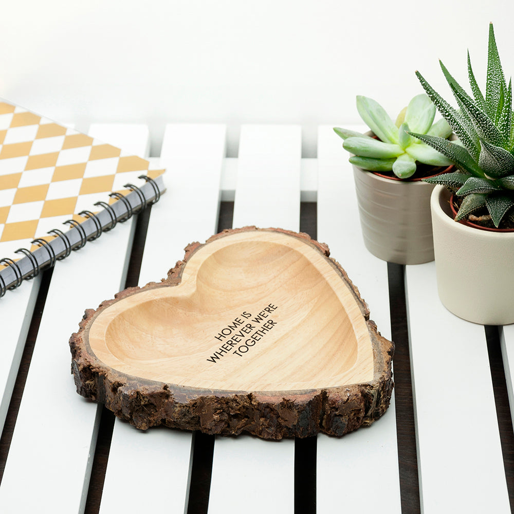 Personalised Rustic Carved Wooden Heart Dish