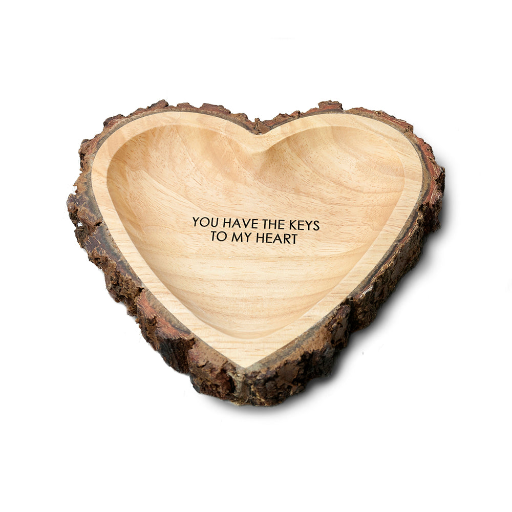 Personalised Rustic Carved Wooden Heart Dish