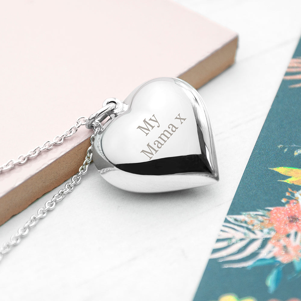 Personalised Cherish Heart Necklace – Custom Engraved Name Pendant Gift for Her