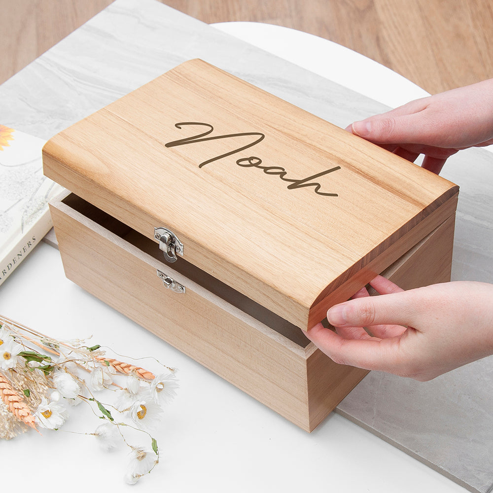 Personalised Engraved Name Keepsake Chest | Custom Memory Box Gift