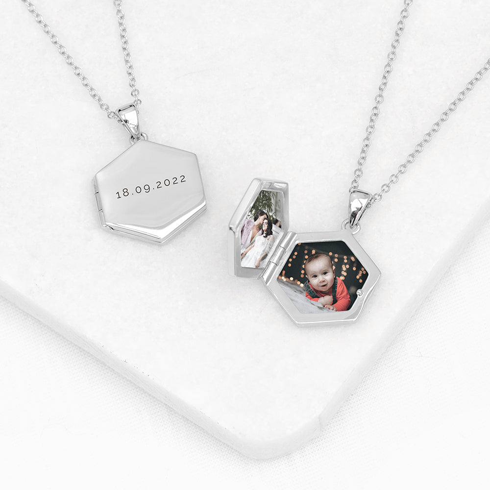 Personalised Hexagonal Photo Locket Necklace | Custom Gift for Her | Wonder Gifts