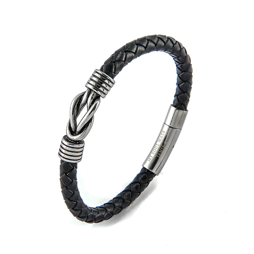 Personalised Men's Infinity Knot Leather Bracelet
