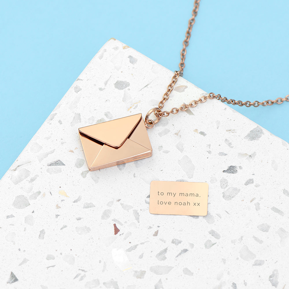 Personalised Gold Secret Message Envelope Necklace