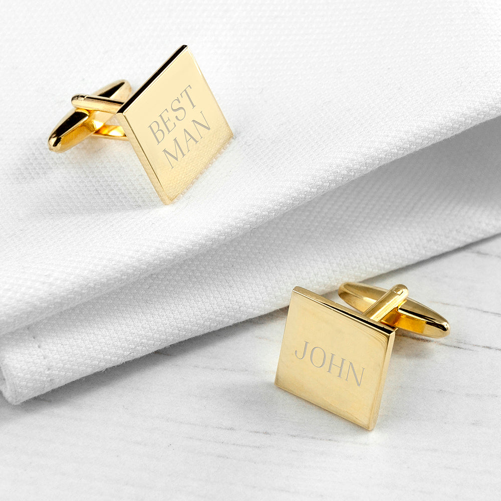 Wonder Gifts Personalised Square Gold Plated Cufflinks