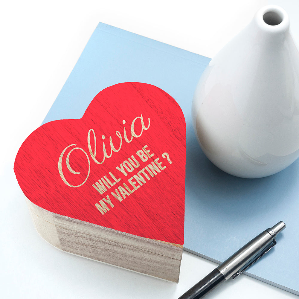 Personalised Valentines Wooden Heart Trinket Box