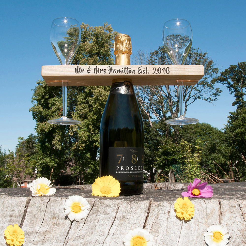 Personalised Welsh Ash Wooden Champagne Holder