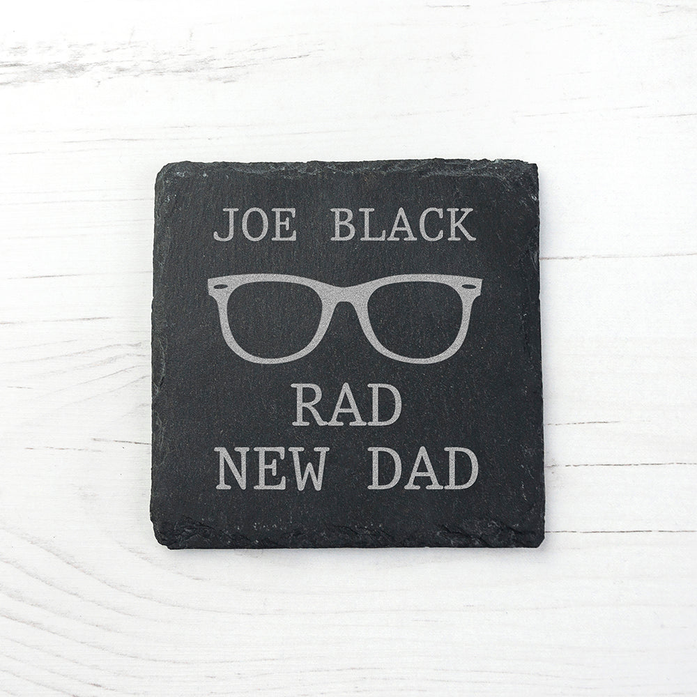 Rad New Dad Square Slate Keepsake