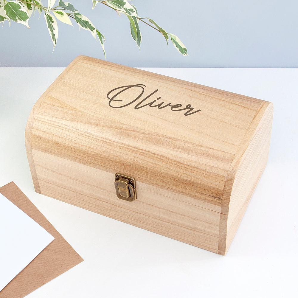 Personalised Engraved Name Keepsake Chest | Custom Memory Box Gift