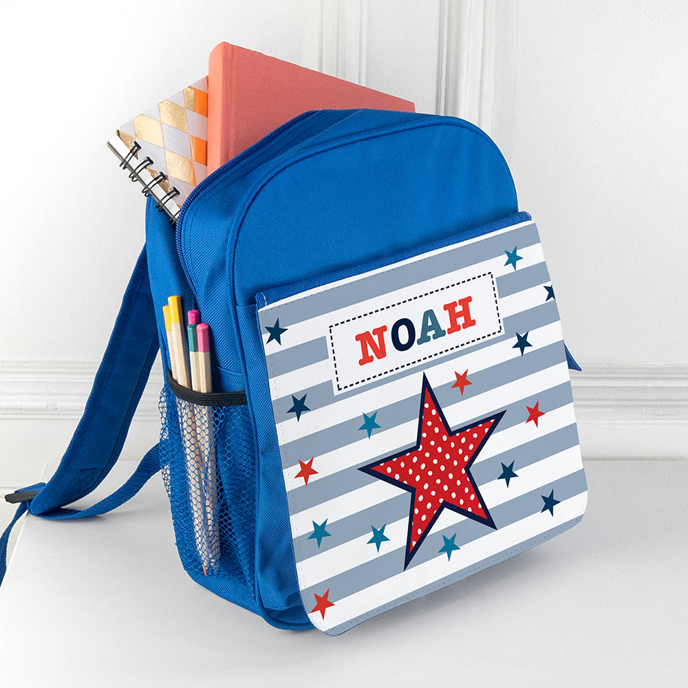 Personalised Kid's Blue Mini Rucksack
