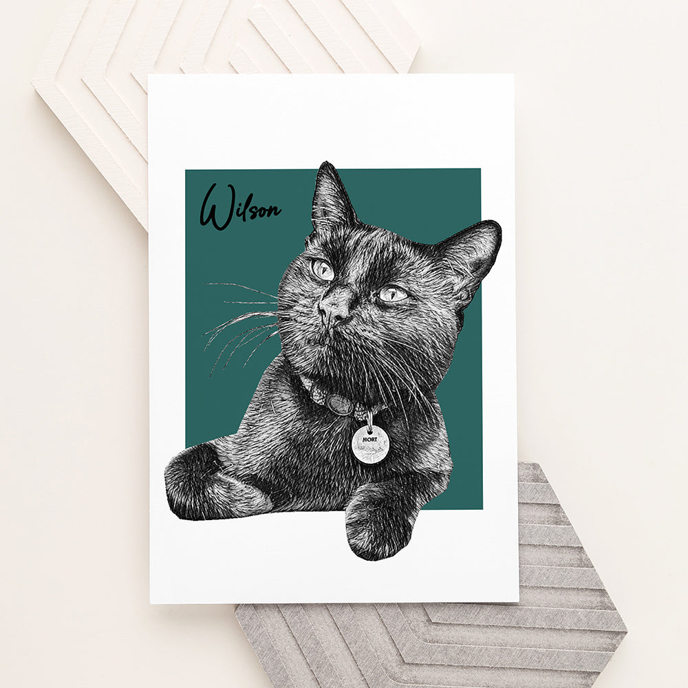 Personalised Pet Portrait Sketch A4 Print Only