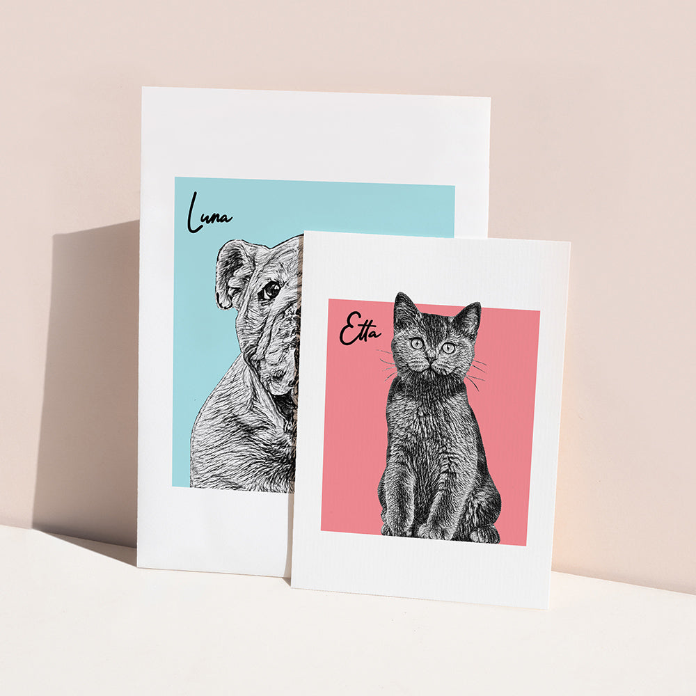 Personalised Pet Portrait Sketch A4 Print Only